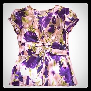 Ann Taylor - 100% Silk Blouse - Cap Sleeves - Side Zip - Sz 0